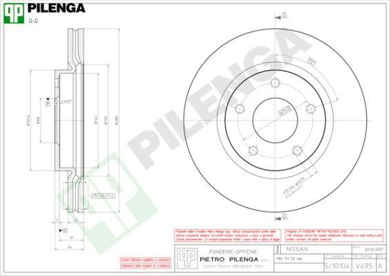 Pilenga V495 Диск гальмівний передній вентильований V495: Приваблива ціна - Купити у Польщі на 2407.PL!