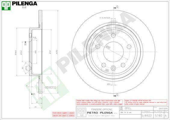 Pilenga 5780 Rear brake disc, non-ventilated 5780: Buy near me in Poland at 2407.PL - Good price!