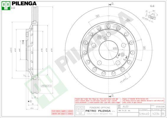 Pilenga V234 Тормозной диск задний вентилируемый V234: Отличная цена - Купить в Польше на 2407.PL!