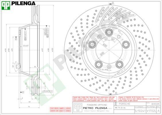 Pilenga V1702L Rear ventilated brake disc V1702L: Buy near me in Poland at 2407.PL - Good price!