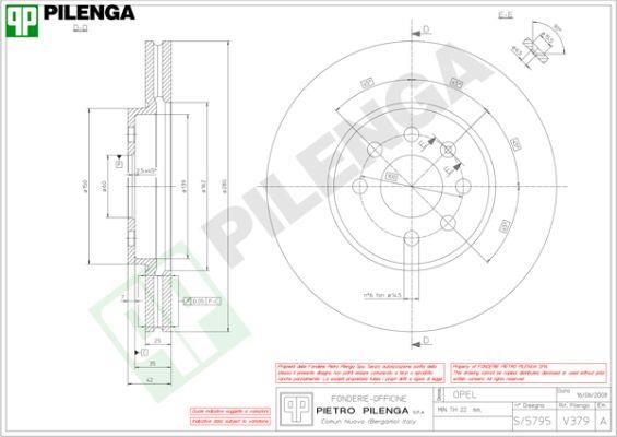 Pilenga V379 Тормозной диск передний вентилируемый V379: Отличная цена - Купить в Польше на 2407.PL!