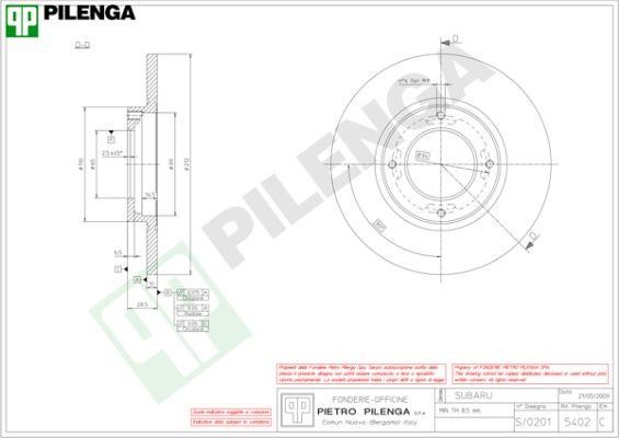 Pilenga 5402 Тормозной диск передний невентилируемый 5402: Отличная цена - Купить в Польше на 2407.PL!
