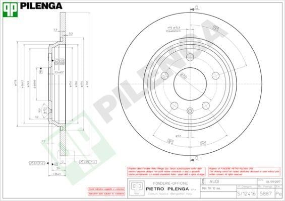 Pilenga 5887 Тормозной диск задний невентилируемый 5887: Отличная цена - Купить в Польше на 2407.PL!