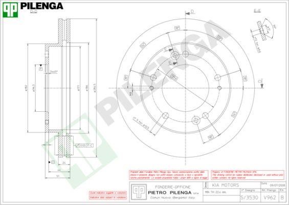 Pilenga V962 Тормозной диск передний вентилируемый V962: Отличная цена - Купить в Польше на 2407.PL!