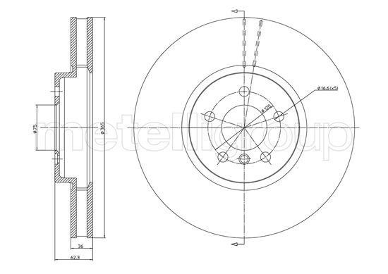 Fri.tech BD1339 Front brake disc ventilated BD1339: Buy near me in Poland at 2407.PL - Good price!