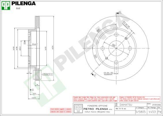 Pilenga V453 Тормозной диск передний вентилируемый V453: Отличная цена - Купить в Польше на 2407.PL!