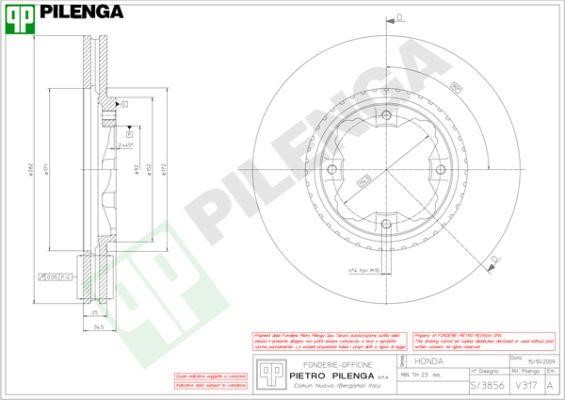 Pilenga V317 Тормозной диск передний вентилируемый V317: Отличная цена - Купить в Польше на 2407.PL!