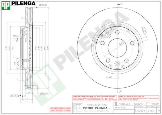 Pilenga V1601 Диск гальмівний передній вентильований V1601: Приваблива ціна - Купити у Польщі на 2407.PL!
