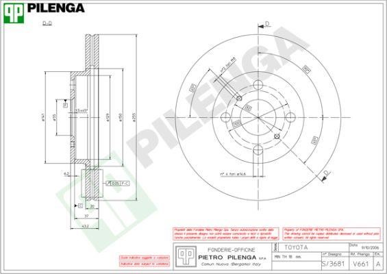 Pilenga V661 Тормозной диск передний вентилируемый V661: Отличная цена - Купить в Польше на 2407.PL!