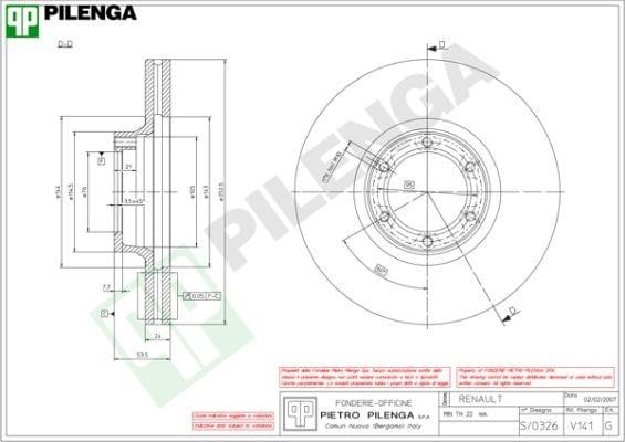 Pilenga V141 Тормозной диск передний вентилируемый V141: Купить в Польше - Отличная цена на 2407.PL!