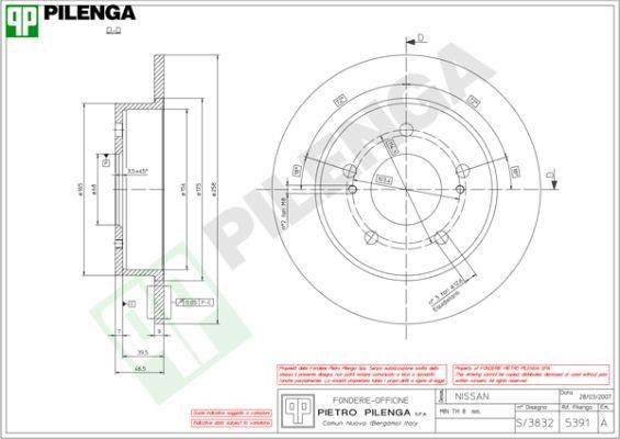 Pilenga 5391 Bremsscheibe hinten, unbelüftet 5391: Kaufen Sie zu einem guten Preis in Polen bei 2407.PL!