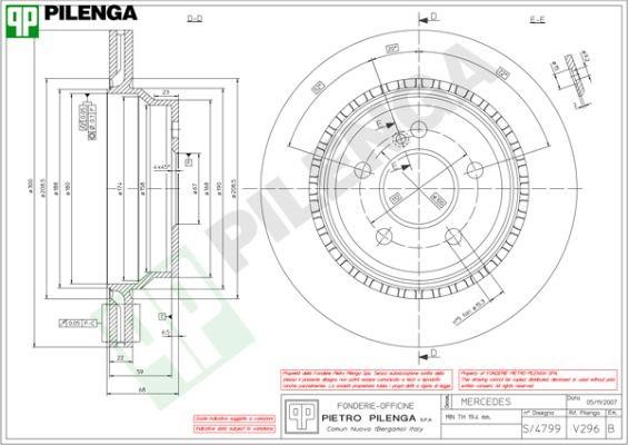 Pilenga V296 Тормозной диск задний вентилируемый V296: Отличная цена - Купить в Польше на 2407.PL!