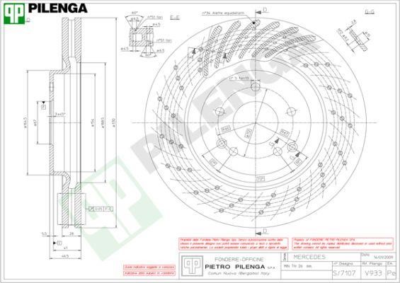 Pilenga V933 Front brake disc ventilated V933: Buy near me in Poland at 2407.PL - Good price!