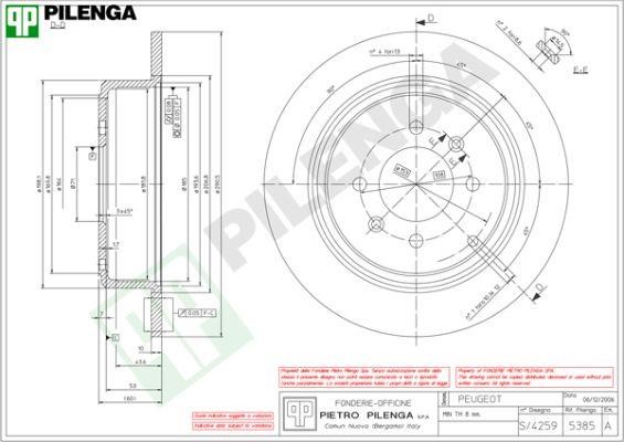 Pilenga 5385 Rear brake disc, non-ventilated 5385: Buy near me in Poland at 2407.PL - Good price!