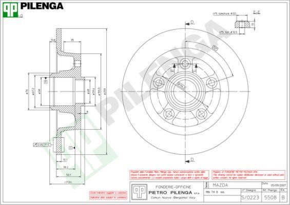 Pilenga 5508 Тормозной диск задний невентилируемый 5508: Отличная цена - Купить в Польше на 2407.PL!