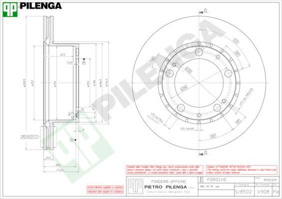 Pilenga V908 Тормозной диск передний вентилируемый V908: Отличная цена - Купить в Польше на 2407.PL!