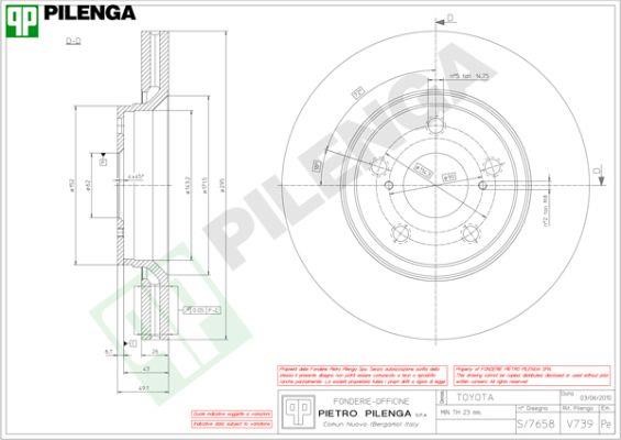 Pilenga V739 Тормозной диск передний вентилируемый V739: Отличная цена - Купить в Польше на 2407.PL!