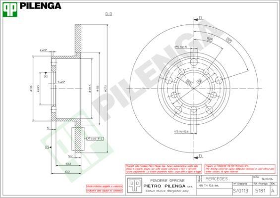 Pilenga 5181 Unventilated front brake disc 5181: Buy near me in Poland at 2407.PL - Good price!