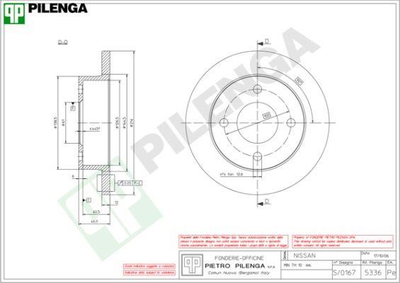 Pilenga 5336 Тормозной диск передний невентилируемый 5336: Отличная цена - Купить в Польше на 2407.PL!