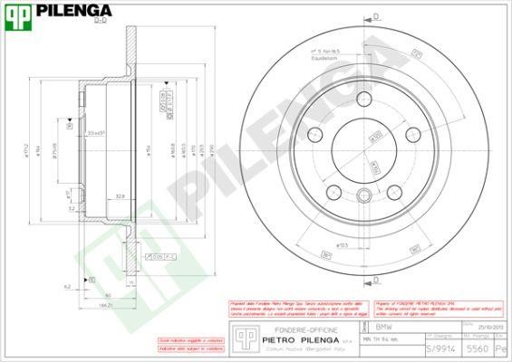 Pilenga 5560 Rear brake disc, non-ventilated 5560: Buy near me in Poland at 2407.PL - Good price!