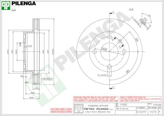 Pilenga V070 Front brake disc ventilated V070: Buy near me in Poland at 2407.PL - Good price!