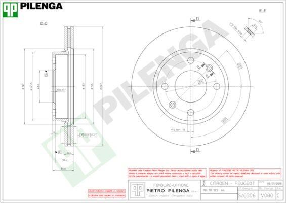 Pilenga V080 Диск гальмівний передній вентильований V080: Купити у Польщі - Добра ціна на 2407.PL!
