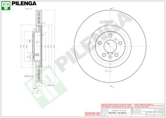 Pilenga V1515 Тормозной диск передний вентилируемый V1515: Отличная цена - Купить в Польше на 2407.PL!