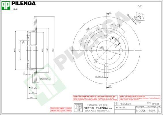 Pilenga 5095 Тормозной диск задний невентилируемый 5095: Отличная цена - Купить в Польше на 2407.PL!