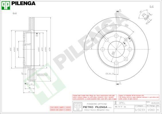 Pilenga V060 Диск гальмівний передній вентильований V060: Приваблива ціна - Купити у Польщі на 2407.PL!