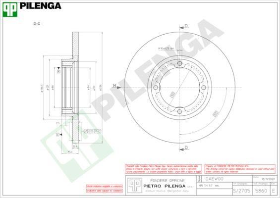 Pilenga 5860 Тормозной диск передний невентилируемый 5860: Отличная цена - Купить в Польше на 2407.PL!