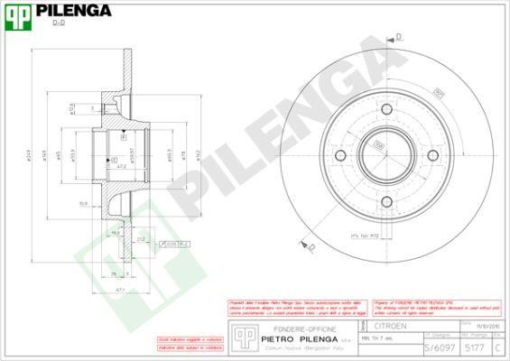 Pilenga 5177 Тормозной диск задний невентилируемый 5177: Отличная цена - Купить в Польше на 2407.PL!