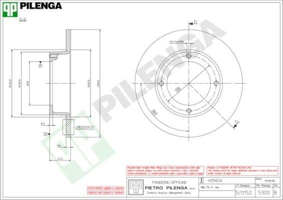 Pilenga 5300 Тормозной диск передний невентилируемый 5300: Отличная цена - Купить в Польше на 2407.PL!