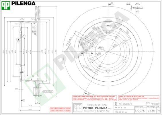 Pilenga V638 Диск гальмівний задній вентильований V638: Приваблива ціна - Купити у Польщі на 2407.PL!