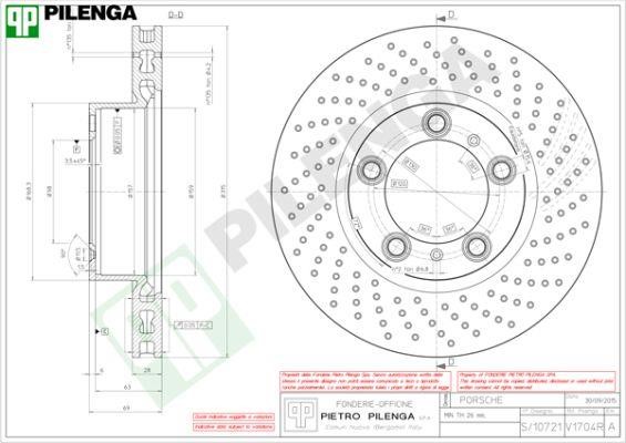 Pilenga V1704R Тормозной диск передний вентилируемый V1704R: Отличная цена - Купить в Польше на 2407.PL!