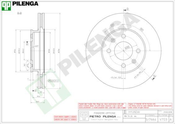 Pilenga V703 Тормозной диск передний вентилируемый V703: Отличная цена - Купить в Польше на 2407.PL!