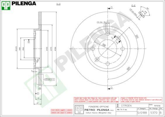 Pilenga 5370 Тормозной диск передний невентилируемый 5370: Отличная цена - Купить в Польше на 2407.PL!