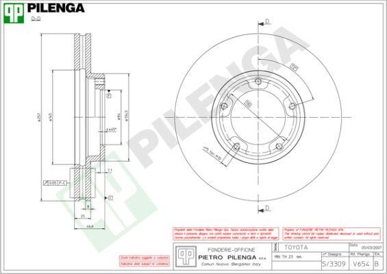 Pilenga V654 Innenbelüftete Bremsscheibe vorne V654: Kaufen Sie zu einem guten Preis in Polen bei 2407.PL!