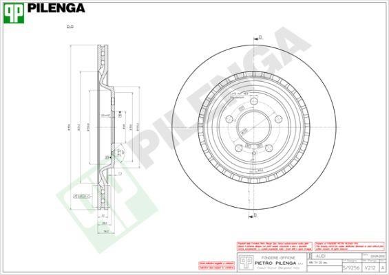 Pilenga V212 Тормозной диск задний вентилируемый V212: Отличная цена - Купить в Польше на 2407.PL!