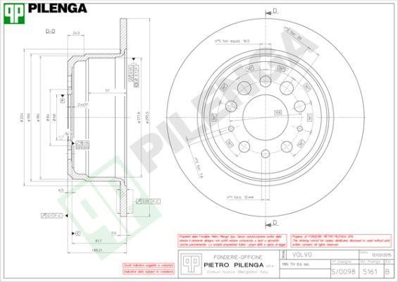 Pilenga 5161 Тормозной диск задний невентилируемый 5161: Отличная цена - Купить в Польше на 2407.PL!
