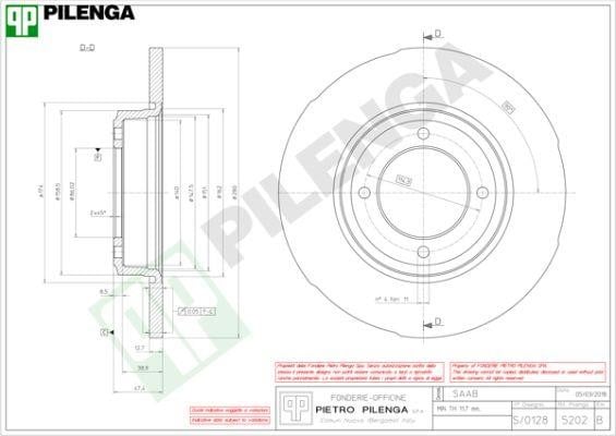 Pilenga 5202 Unventilated front brake disc 5202: Buy near me in Poland at 2407.PL - Good price!