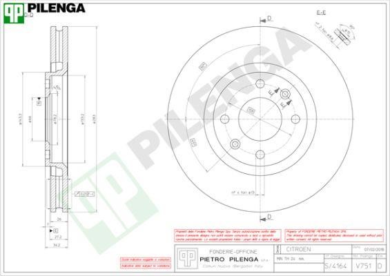 Pilenga V751 Front brake disc ventilated V751: Buy near me in Poland at 2407.PL - Good price!