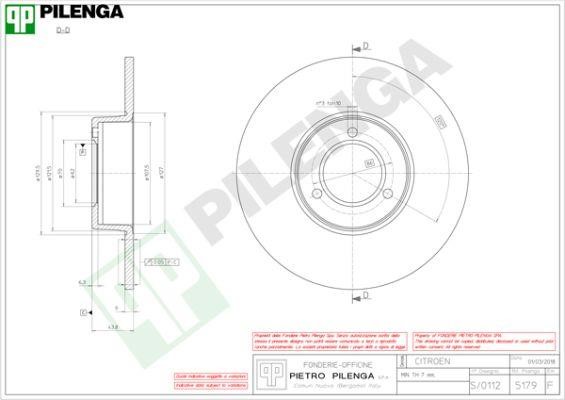 Pilenga 5179 Unventilated front brake disc 5179: Buy near me at 2407.PL in Poland at an Affordable price!
