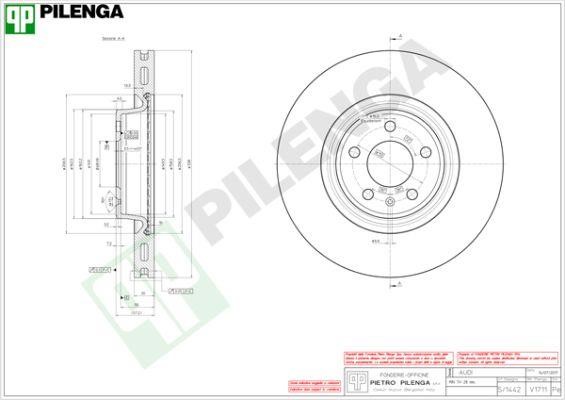 Pilenga V1711 Тормозной диск передний вентилируемый V1711: Отличная цена - Купить в Польше на 2407.PL!