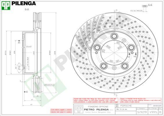 Pilenga V991L Front brake disc ventilated V991L: Buy near me in Poland at 2407.PL - Good price!