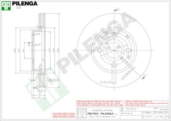 Pilenga V732 Тормозной диск передний вентилируемый V732: Отличная цена - Купить в Польше на 2407.PL!