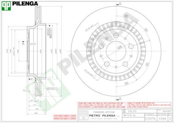 Pilenga V266 Тормозной диск задний вентилируемый V266: Отличная цена - Купить в Польше на 2407.PL!