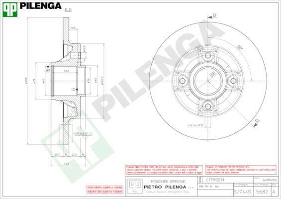 Pilenga 5682 Rear brake disc, non-ventilated 5682: Buy near me in Poland at 2407.PL - Good price!