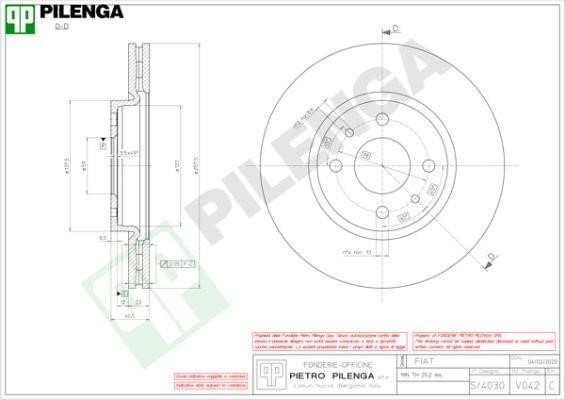 Pilenga V042 Диск гальмівний передній вентильований V042: Приваблива ціна - Купити у Польщі на 2407.PL!