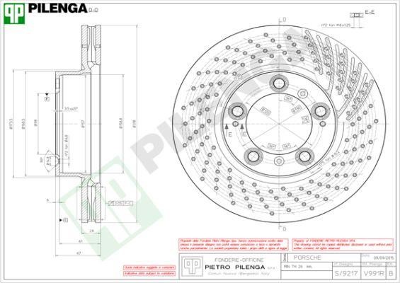 Pilenga V991R Тормозной диск передний вентилируемый V991R: Отличная цена - Купить в Польше на 2407.PL!