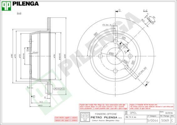 Pilenga 5069 Rear brake disc, non-ventilated 5069: Buy near me in Poland at 2407.PL - Good price!